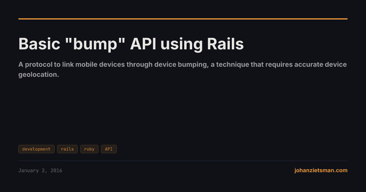 Basic "bump" API using Rails