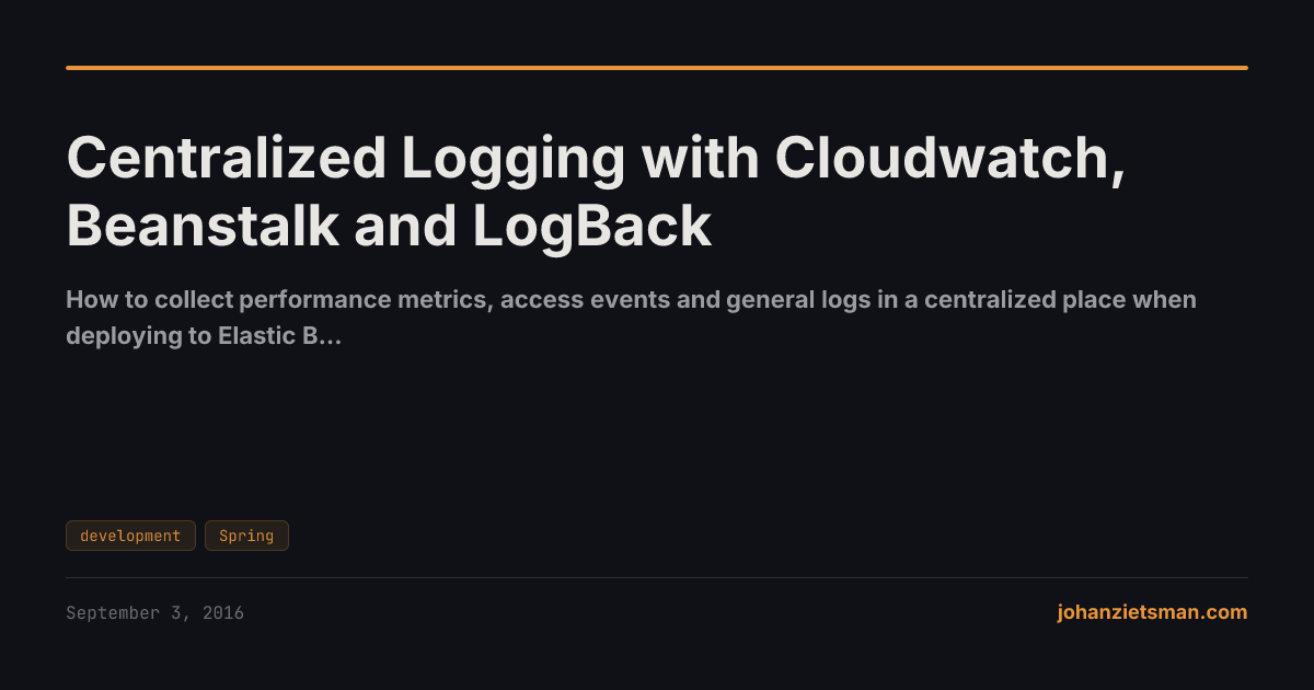 Centralized Logging with Cloudwatch, Beanstalk and LogBack
