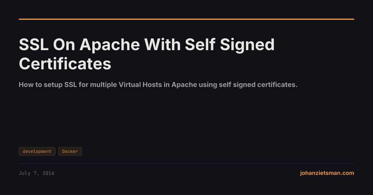 SSL On Apache With Self Signed Certificates